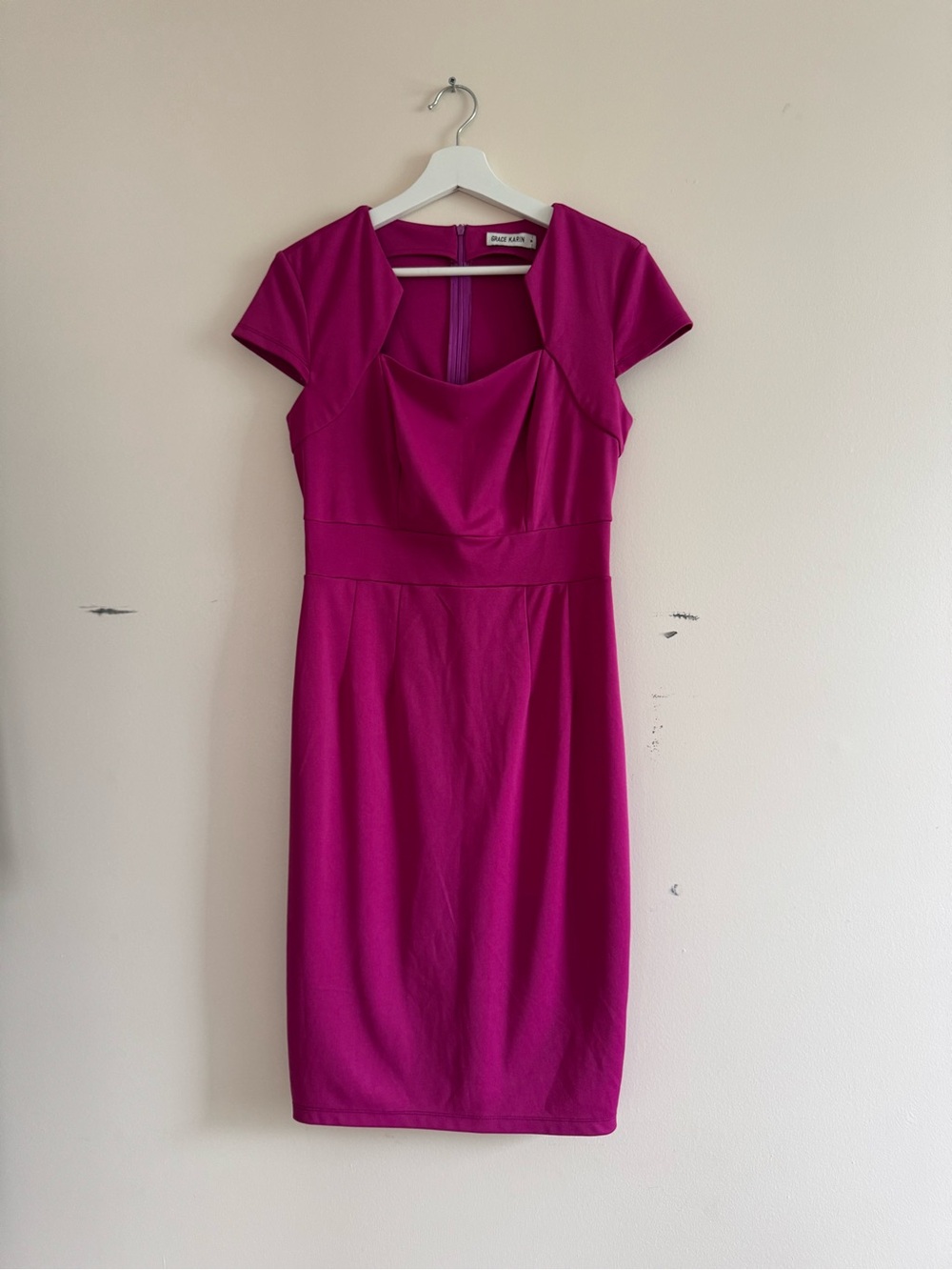 Grace Karin Magenta Midi Sheath Dress
